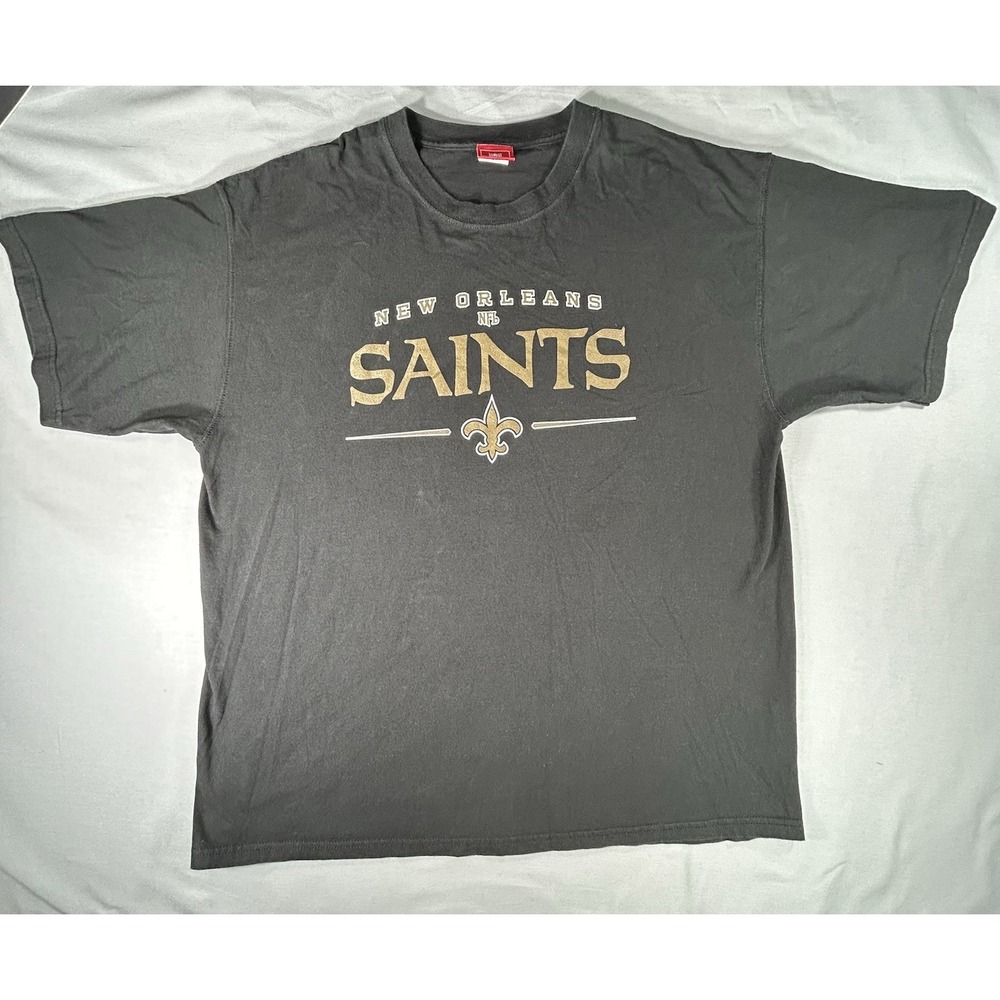 New Orleans Saints short‎ sleeve black T-shirt men's 2XL Has Faded Some